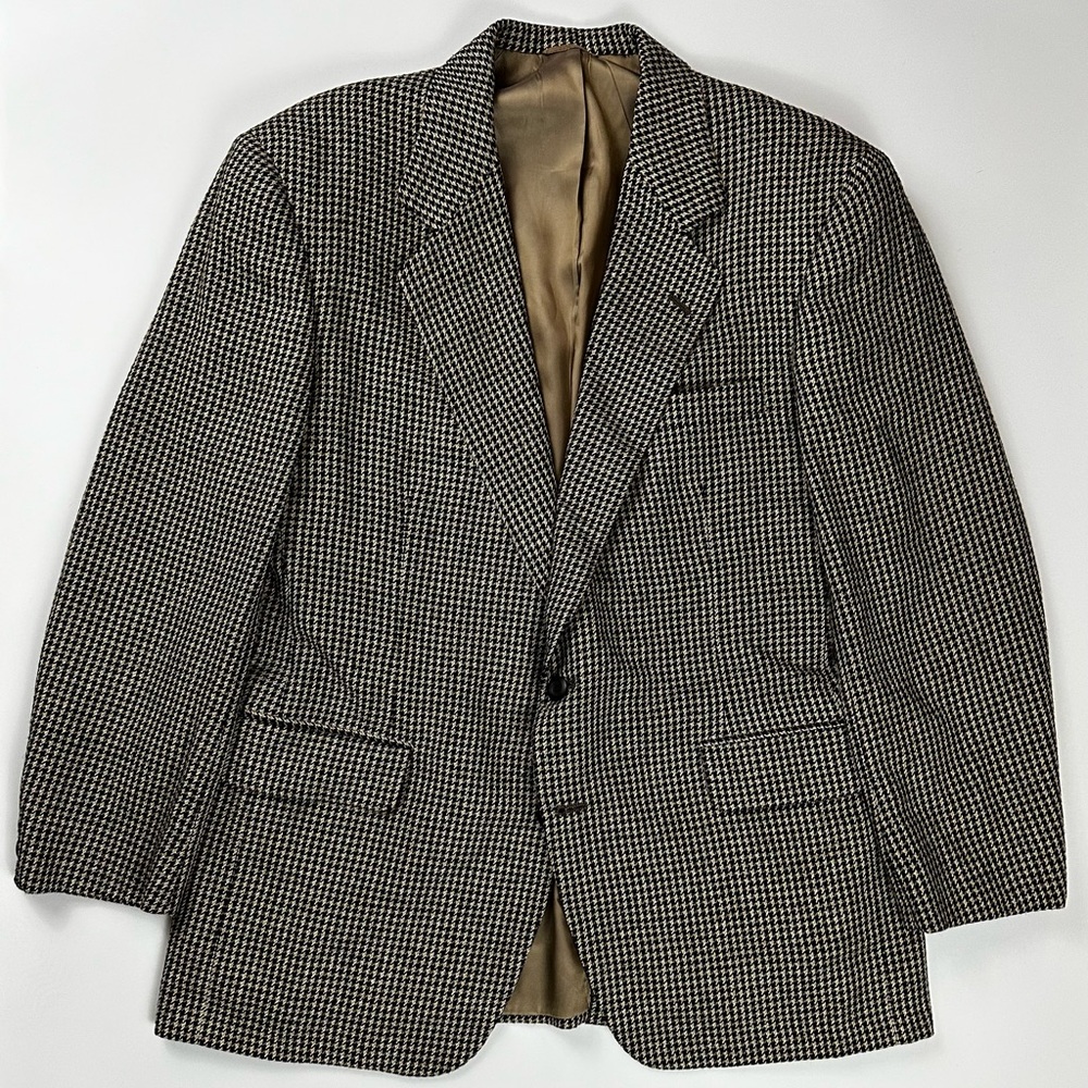 Vintage Oakloom Clothes Mens Wool Houndstooth Blazer Jacket Size 42 USA Made